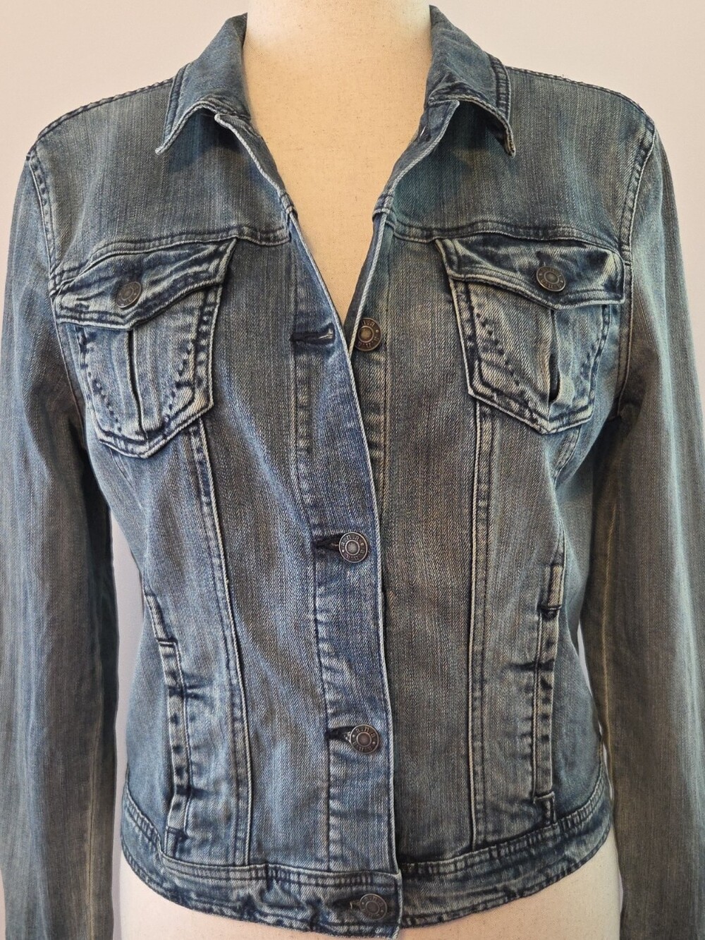 a.n.a Women's Blue Washed Denim Jacket Size L NWOT